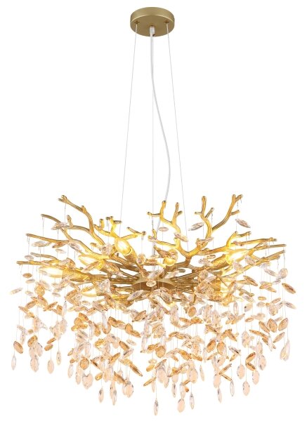 Globo 64138H2G - Lampadario a sospensione con cavo QUEENA 10xE14/40W/230V, finitura oro