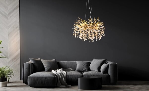 Globo 64138H2G - Lampadario a sospensione con cavo QUEENA 10xE14/40W/230V, finitura oro