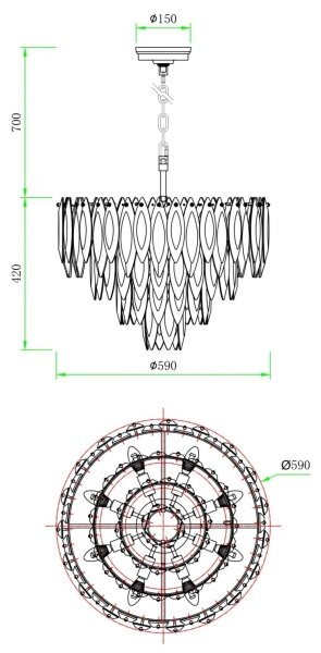 Globo 64136H - Lampadario a sospensione con cavo ELINORA 12xE14/40W/230V