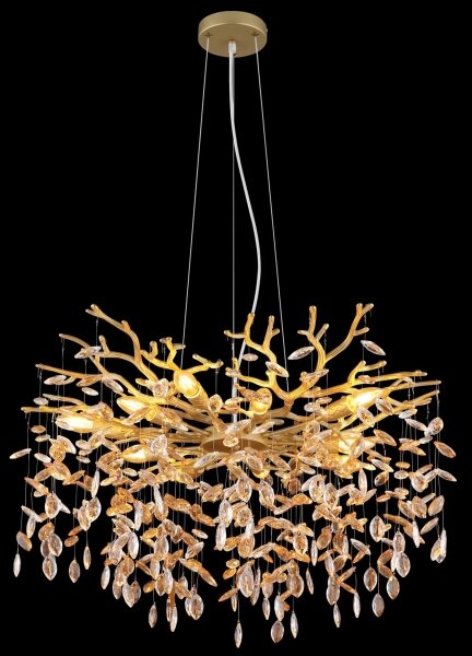 Globo 64138H2G - Lampadario a sospensione con cavo QUEENA 10xE14/40W/230V, finitura oro
