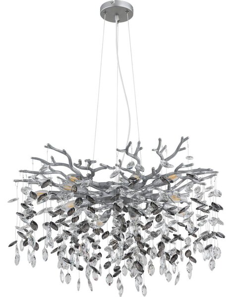 Globo 64138H2S - Lampadario a cavo QUEENA 10xE14/40W/230V argento
