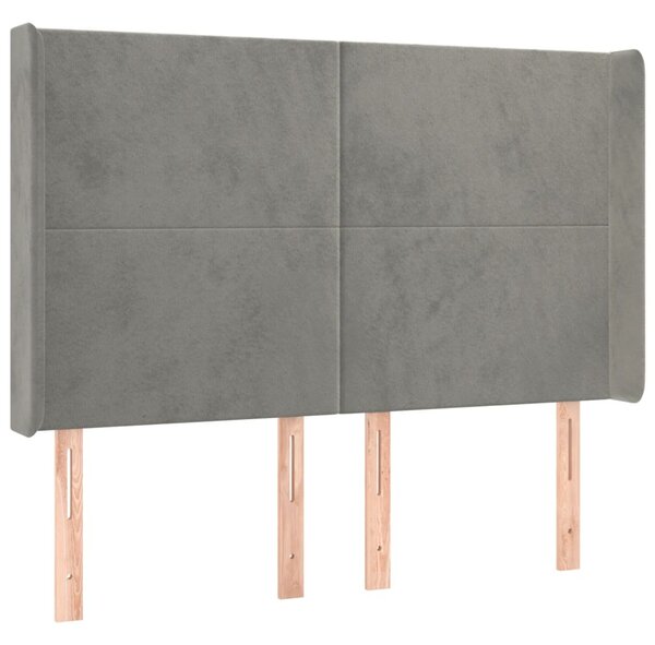 Testiera ad Orecchio Grigio Chiaro 147x16x118/128 cm in Velluto