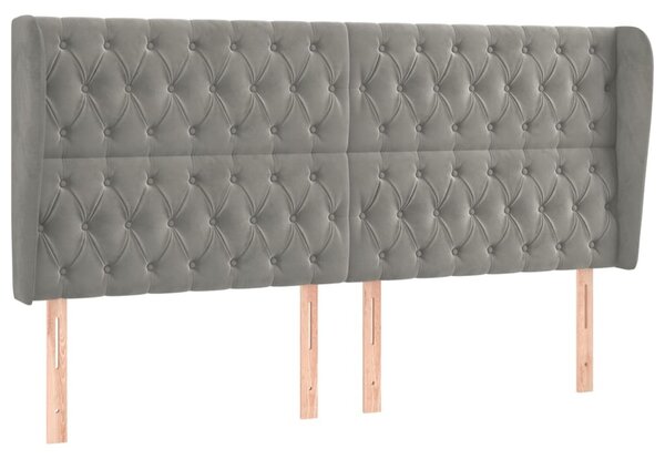 Testiera ad Orecchio Grigio Chiaro 183x23x118/128 cm in Velluto