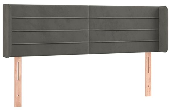 Testiera ad Orecchio Grigio Scuro 147x16x78/88 cm in Velluto