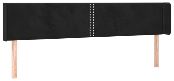 Testiera ad Orecchio Nera 183x16x78/88 cm in Velluto
