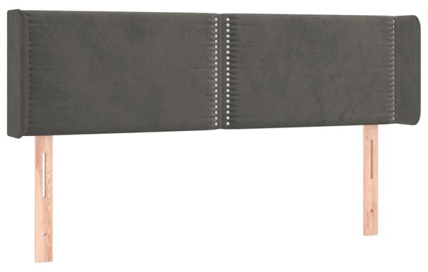 Testiera ad Orecchio Grigio Scuro 147x16x78/88 cm in Velluto