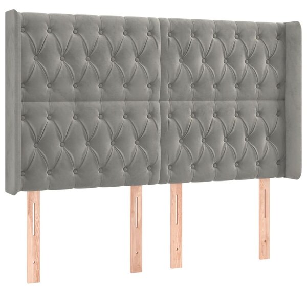 Testiera ad Orecchio Grigio Chiaro 163x16x118/128 cm in Velluto