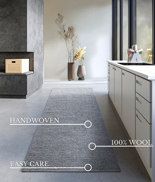 Passatoia grigia in lana tessuta a mano 80x200 cm Francois - Villeroy&Boch