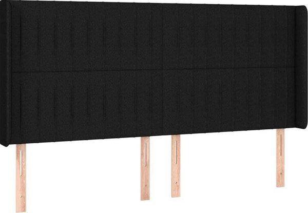 Testiera ad Orecchio Nera 203x16x118/128 cm in Tessuto