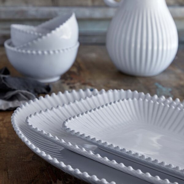 Piatto da portata in gres bianco 37x51 cm Pearl - Costa Nova