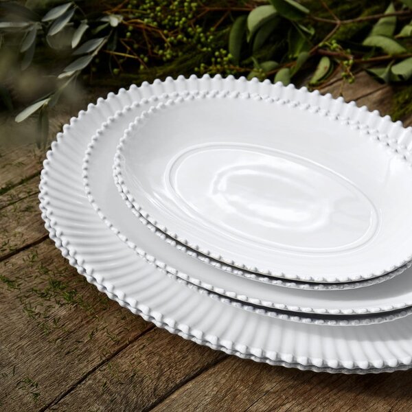 Piatto da portata in gres bianco 37x51 cm Pearl - Costa Nova