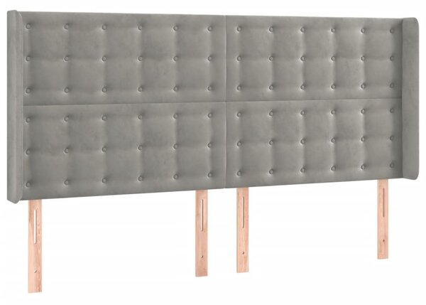 Testiera ad Orecchio Grigio Chiaro 183x16x118/128 cm in Velluto