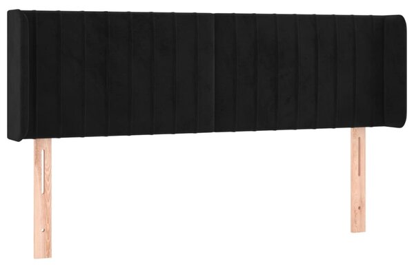Testiera ad Orecchio Nera 147x16x78/88 cm in Velluto