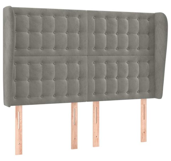 Testiera ad Orecchio Grigio Chiaro 147x23x118/128 cm in Velluto