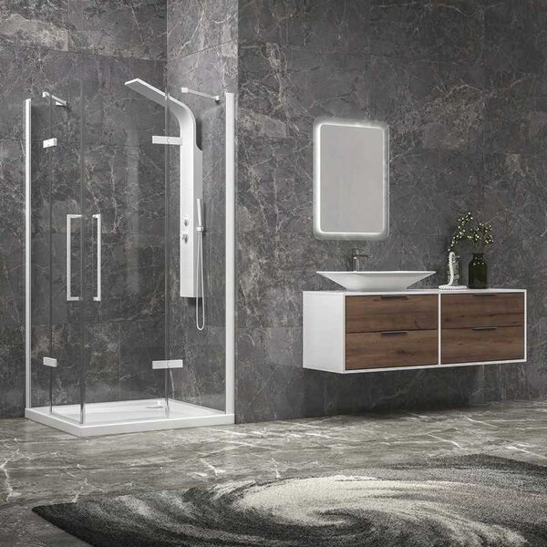 Kamalu box doccia 70x70 bianco opaco doppio battente | kt1000b