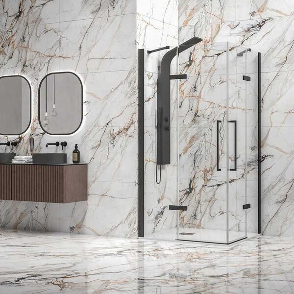 Kamalu box doccia 70x70 nero opaco doppio battente | kt1000n