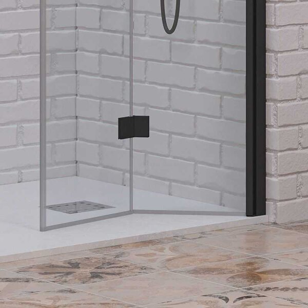 Kamalu porta doccia a doppio soffietto 110-113 cm colore nero | kam-ks700dn