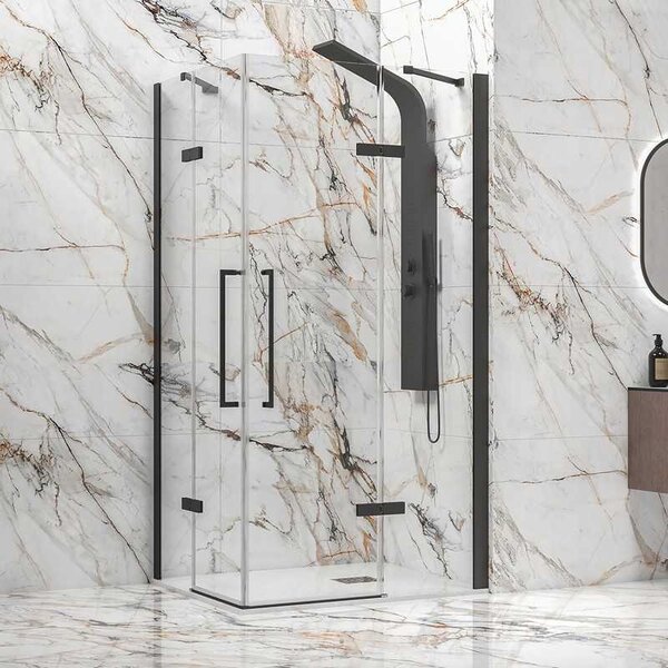 Kamalu box doccia 70x70 nero opaco doppio battente | kt1000n