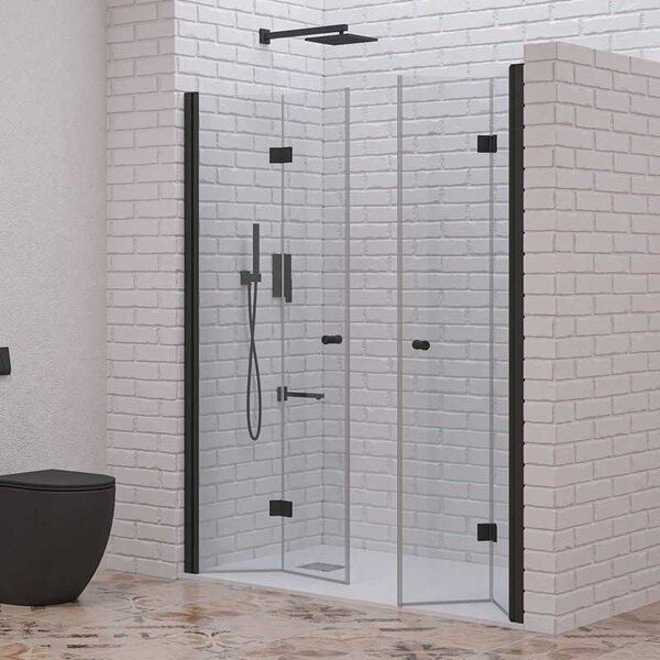 Kamalu porta doccia a doppio soffietto 110-113 cm colore nero | kam-ks700dn