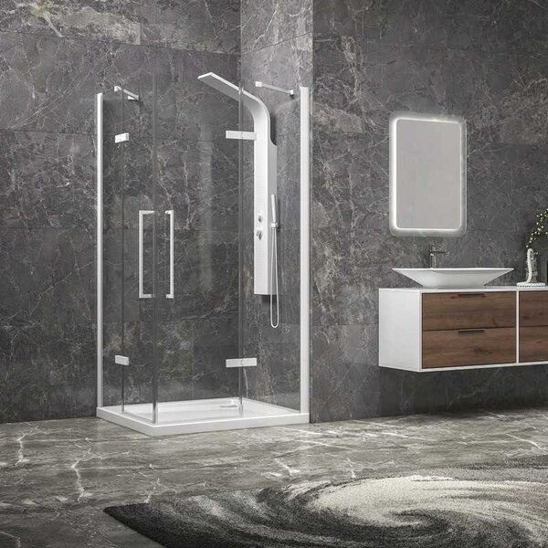 Kamalu box doccia 70x70 bianco opaco doppio battente | kt1000b
