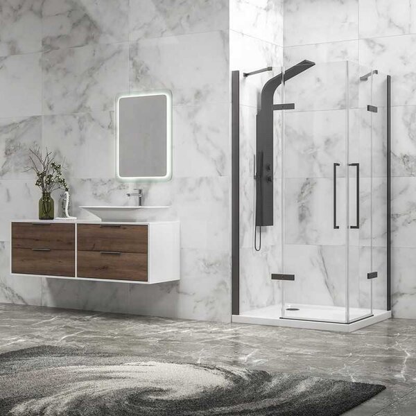 Kamalu box doccia 70x70 colore gun metal battente | kt1000gm
