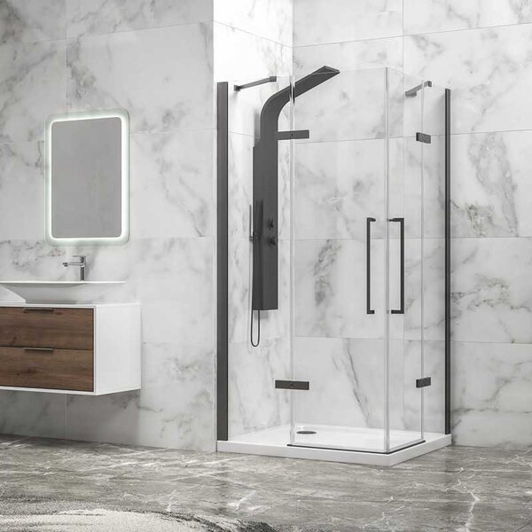 Kamalu box doccia 70x70 colore gun metal battente | kt1000gm