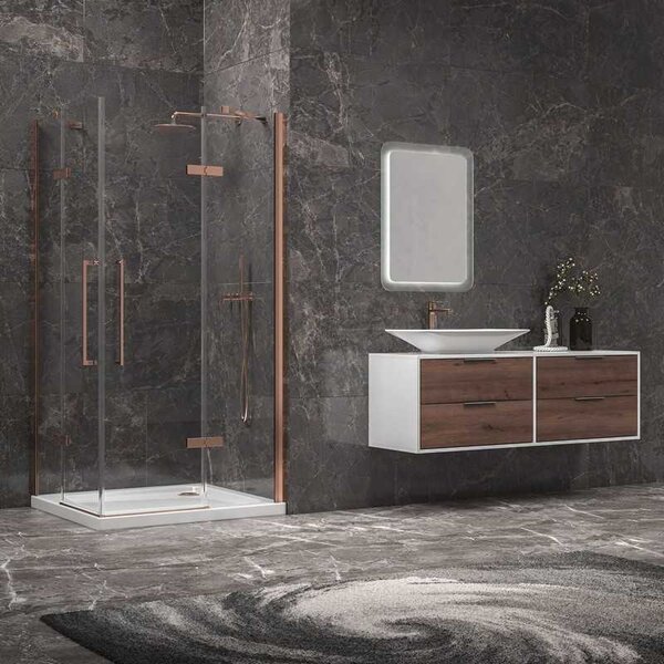 Kamalu box doccia 70x70 colore oro rosa battente | kt1000gr