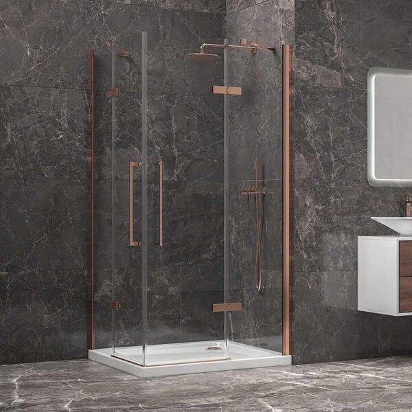 Kamalu box doccia 70x70 colore oro rosa battente | kt1000gr