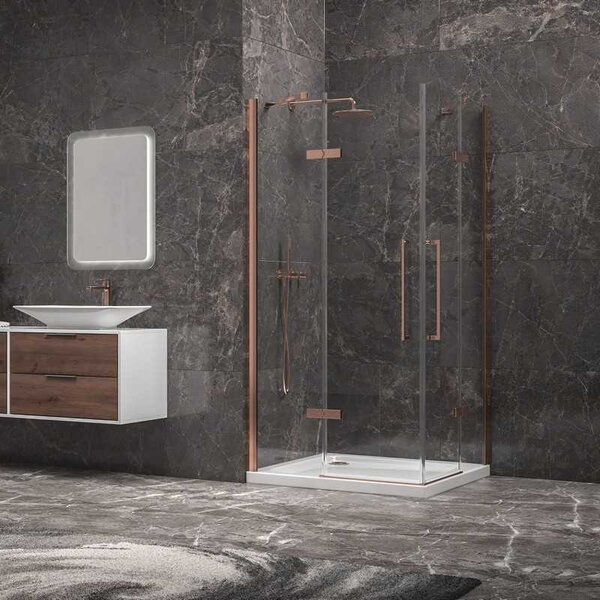 Kamalu box doccia 70x70 colore oro rosa battente | kt1000gr