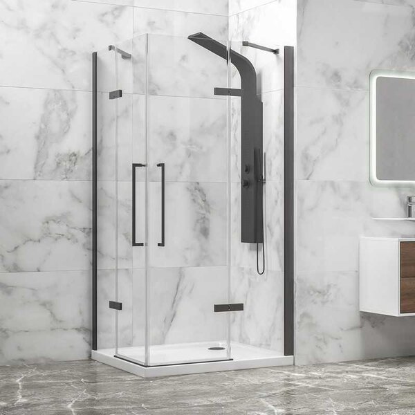 Kamalu box doccia 70x70 colore gun metal battente | kt1000gm