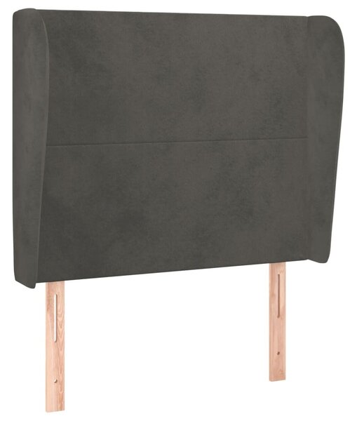 Testiera ad Orecchio Grigio Scuro 93x23x118/128 cm in Velluto