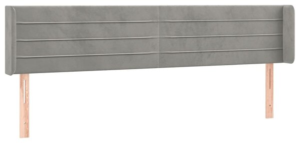 Testiera ad Orecchio Grigio Chiaro 203x16x78/88 cm in Velluto