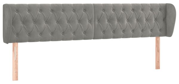 Testiera ad Orecchio Grigio Chiaro 183x23x78/88 cm in Velluto