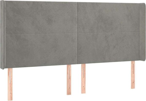 Testiera ad Orecchio Grigio Chiaro 203x16x118/128 cm in Velluto