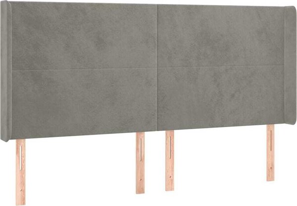 Testiera ad Orecchio Grigio Chiaro 183x16x118/128 cm in Velluto