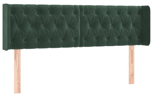Testiera ad Orecchio Verde Scuro 147x16x78/88 cm in Velluto