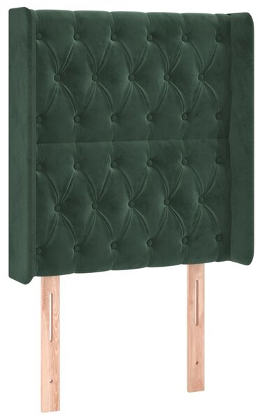 Testiera ad Orecchio Verde Scuro 83x16x118/128 cm in Velluto