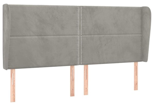 Testiera ad Orecchio Grigio Chiaro 203x23x118/128 cm in Velluto