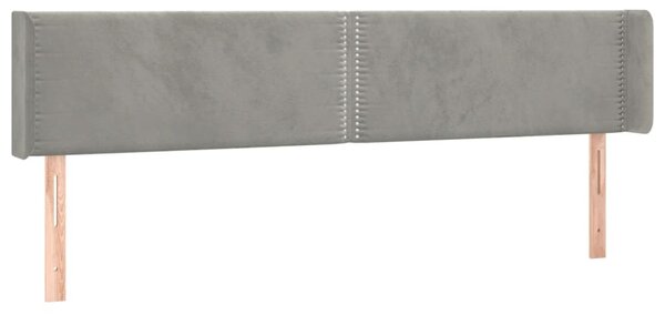 Testiera ad Orecchio Grigio Chiaro 203x16x78/88 cm in Velluto