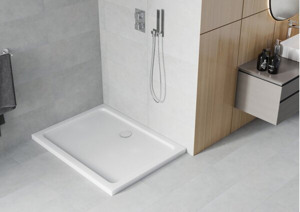 Mexen Flat piatto doccia rettangolare slim 100 x 90 cm, bianco, sifone cromato - 40109010