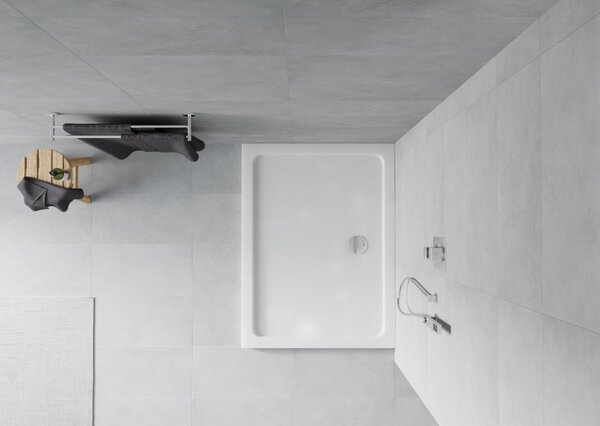 Mexen Flat piatto doccia rettangolare slim 100 x 90 cm, bianco, sifone cromato - 40109010