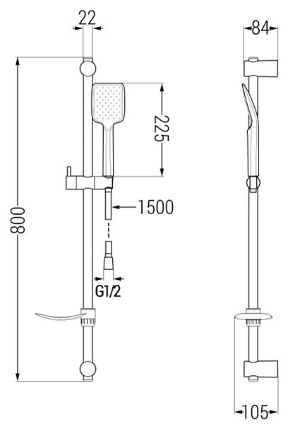 Mexen DF62 set doccia scorrevole, cromo - 785624582-00