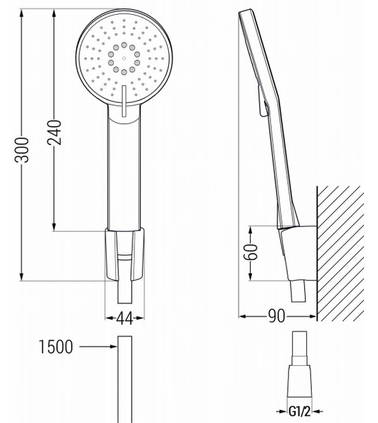 Mexen R-40 set doccia a punto fisso, bianco - 785405052-20