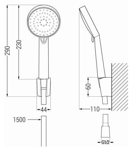 Mexen R-75 set doccia fisso, nero - 785755052-70