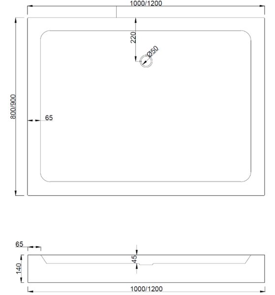 Mexen Rio piatto doccia rettangolare 100 x 80 cm, bianco - 45108010