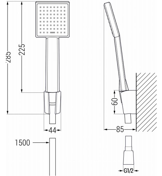Mexen R-45 set doccia a parete, cromato - 785455052-00
