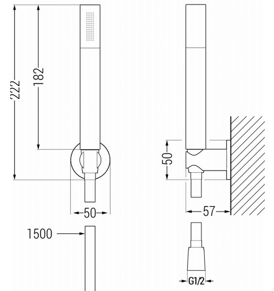 Mexen R-70 set doccia a parete, oro - 785705051-50