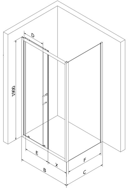 Mexen Apia cabina doccia scorrevole 100 x 80 cm, trasparente, nero - 840-100-080-70-00