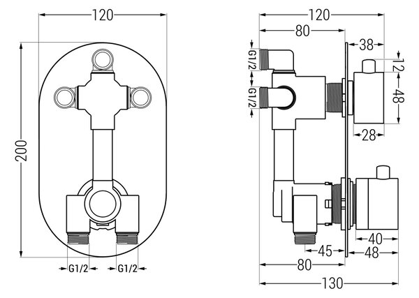 Mexen Kai DR70 set da bagno e doccia ad incasso con soffione 25 cm, cromato - 77602DR70251-00