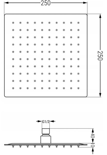 Mexen Cube DR02 set doccia a incasso con soffione 25 cm, dorato - 77502DR0225-50